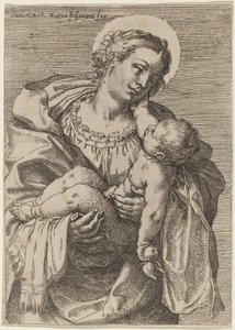 リンゴとマドンナと子供 作： Annibale Carracci